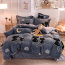 4-Piece Winter Coral Fleece Bedding Set – Thick Milk Fleece Duvet Cover and Bed Sheet Set
