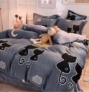 4-Piece Winter Coral Fleece Bedding Set – Thick Milk Fleece Duvet Cover and Bed Sheet Set