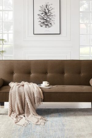 Medieval Fabric Loveseat Sofa - Button-Tufted Living Room Furniture with Pillows