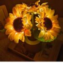Rechargeable Sunflower LED Night Light - Decorative Table Lamp for Home & Events