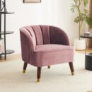Upholstered Barrel Accent Chair - Stylish Lounge Chair with Wooden Legs