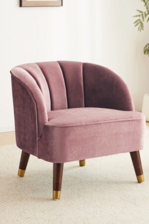 Upholstered Barrel Accent Chair - Stylish Lounge Chair with Wooden Legs