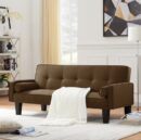 Medieval Fabric Loveseat Sofa - Button-Tufted Living Room Furniture with Pillows