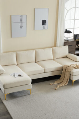 U-Shaped 4-Seater Sofa – Modern Indoor Combination Sectional Couch for Living Room