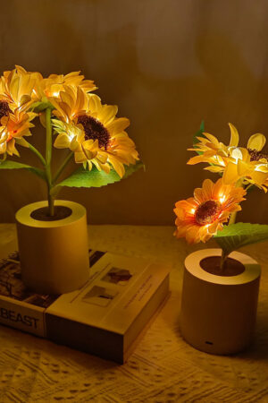 Rechargeable Sunflower LED Night Light - Decorative Table Lamp for Home & Events