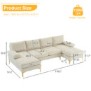 U-Shaped 4-Seater Sofa – Modern Indoor Combination Sectional Couch for Living Room