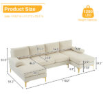 U-Shaped 4-Seater Sofa – Modern Indoor Combination Sectional Couch for Living Room 